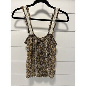 Anthropologie Yellow Bardot Sheer Tank Top Size 8 Boho Beach